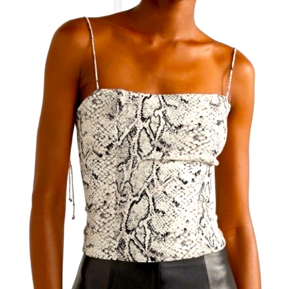 NWOT Reformation Snake Print Cami Top, Black & White, Womens M